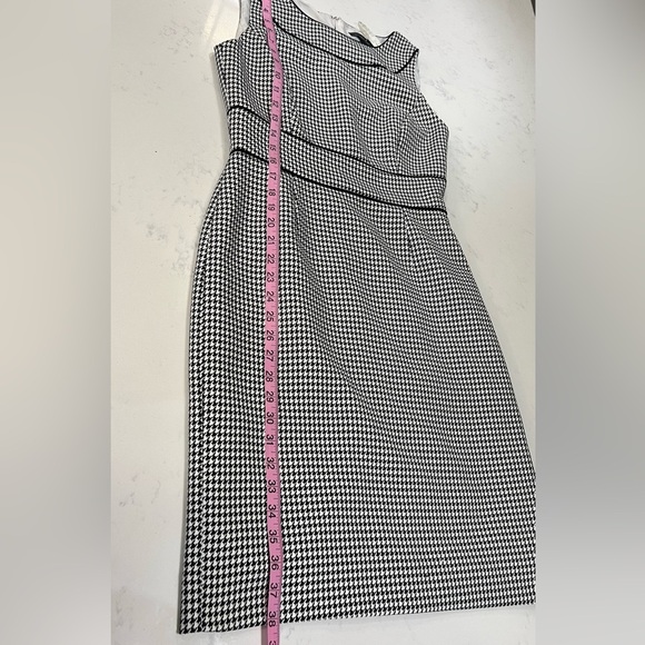 Black and White Sheath Midi Dress with Bateau Neckline - Picture 10 of 16